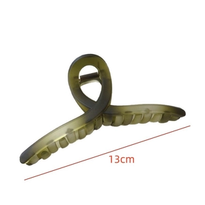 Matte olive green 13cm large hair claw clip with frosted finish for elegant hair styling