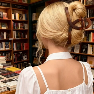 13cm matte tortoise shell hair claw clip for elegant bun hairstyles on thick blonde hair