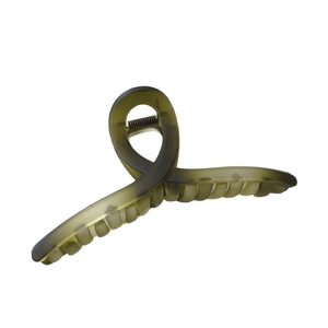 13cm matte olive green shark hair claw clip with sleek twisted loop design for women