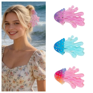 Creatieve Kwal Haarklem Met Strass Handgemaakt Zeedier Haarklem Vakantiestijl Hoofdtooi Voor Dames