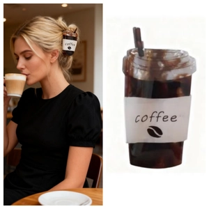 Pince à Cheveux Créative en Forme de Tasse à Café pour Femmes Clip de Cheveux Amusant en PVC Accessoires de Cheveux Café