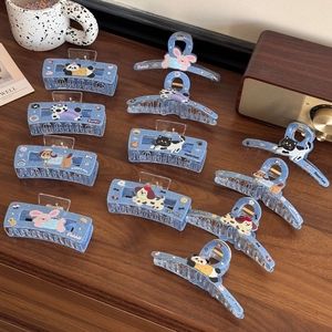 Cute Cartoon Animal Hair Claw Clips Denim Texture Acrylic Shark Clips Square Hairpins Sweet Daily Headwear For Women Girls