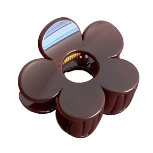 Elegant dark brown flower hair claw clip in high quality PC material for women's hair