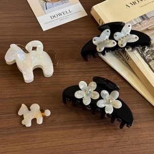 Pinza per Capelli in Acetato Stile Francese a Forma di Cavallo Fiore Farfalla Strass Vintage Accessori per Capelli Donna