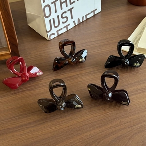 French Style Bow Hair Claw Clip Large PS Material Ribbon Knot Shark Clip Elegant Ponytail Holder Accessory For Women Daily Jewelry