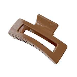 Pince à cheveux rectangulaire marron de 8,5cm avec finition brillante pour cheveux
