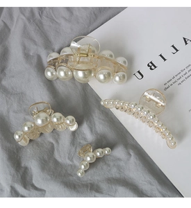 Ensemble détaillé de pinces à cheveux en perles en acrylique ambré pour diverses coiffures