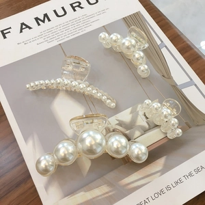 Pinces à Cheveux Transparentes Élégantes Avec Künstliche Perles Pour Femmes Style Coréen Doux Épingles à Cheveux Grandes Moyennes Petites
