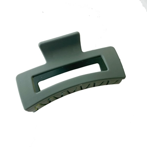Pince à cheveux rectangulaire vert foncé mat de 8,5 cm en résine pour un style élégant