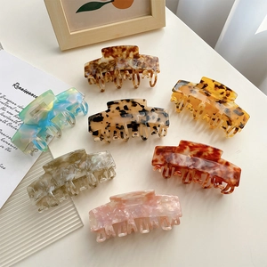 Large Acetate Marble Hair Claw Clip Hollow Out Geometric Hair Jaw Clip For Women Elegant Thick Hair Styling Accessories