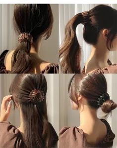 Nesting bird nest hair clip in tortoiseshell and amber colors for ponytail styling
