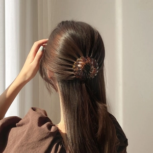 Minimalist tortoise bird nest hair clip claw for bun hairstyles and ponytail styling