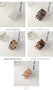 Collage of acetate hair claws in marble, tortoiseshell, and checkered patterns