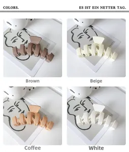 Matte wave-shaped hair claws in brown, cream, coffee, and white colors set