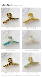 Six motifs différents de pinces à cheveux en acétate, y compris écaille et couleurs florales