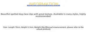 Size specifications of dog pattern hair claw clip, 10cm length and 5.5cm height details