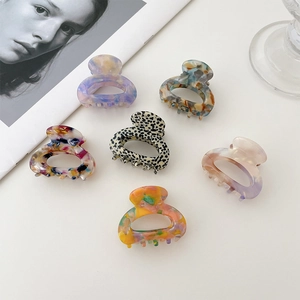 Molla per Capelli in Acetato alla Moda Coreana Piccola Mini Stampa Leopardata Marmorizzata Traforata Accessori Versatili per Capelli