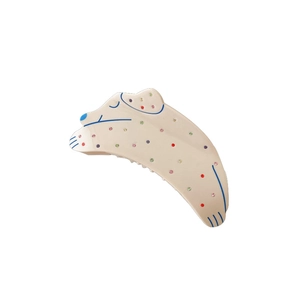 Cute puppy shaped acetate hair claw clip with colorful rhinestones for women hair styling