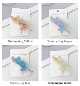 Detail view of 8cm colorful marble texture cat hair clips on display card