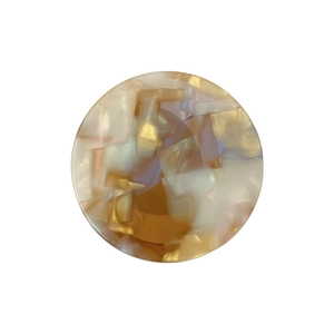 Portable round acetate hand mirror with thick retro marble and gold pearl pattern