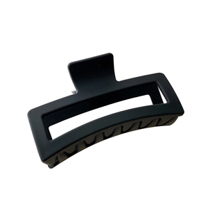 Matte black oversized rectangular hair claw clip with cutout design for women hair styling