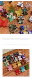 Mini acetate bear hair clips in various colors and sizes, measuring 2.5 by 2.2 cm each
