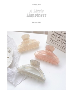 Three-piece set of elegant marble texture acetate shark hair clips for women