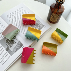 Acetate Color Splicing Square Hair Claw Clip For Women French Minimalist Geometric Hairclip Fashion Non Slip Hair Accessories