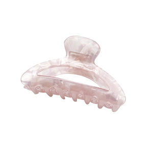 Elegant semi-circular light pink acetate hair claw clip with pearlescent shell texture