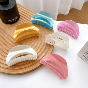 Korean Style Glossy Acetate Hair Claw Clip Colorful French Gold Label Shark Clip For Women Girls Hair Accessories
