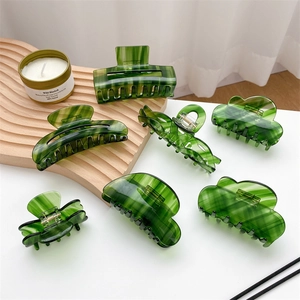 Molla per Capelli in Acetato Marmo Verde Stile Coreano per Donna Grande Pinza Geometrica Minimalista Eleganti Accessori per Capelli