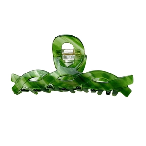 Elegante molletta per capelli in acetato verde marmorizzato per acconciature femminili