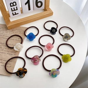 Élastique à Cheveux Style Coréen Résine Fleur de Camélia Haute Élasticité Support de Queue de Cheval Design de Rose Accessoires Cheveux Femme