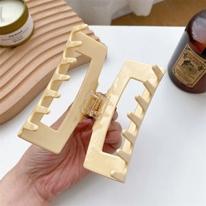Elegant cream acetate rectangular hair claw clip with non-slip design for women