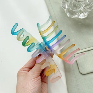 Frosted gradient resin hair claw clip for women with a colorful matte finish