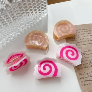 Korean Acetate Splicing Hair Claw Cute Lollipop Cake Roll Spiral Pattern Hair Clips For Women Girls Sweet Daily Styling Accessories