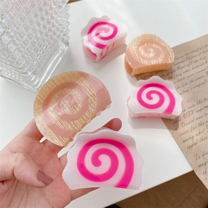 Chic acetate hair claw clips set with spiral narutomaki and cake roll patterns