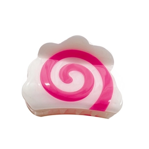 Pink and white marble spiral acetate hair claw clip with elegant shark tooth design