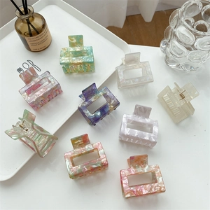 French vintage marble acetate hair claw clips set in eight elegant assorted colors