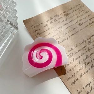Naruto whirlpool design hair claw clip in pink and white marble pattern