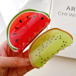 Pinces à Cheveux Acrylique Forme de Fruits Pastèque Kiwi Orange Grande Pince Requin Été Accessoires Cheveux Femmes