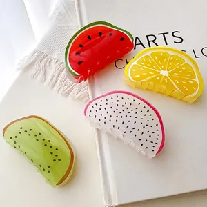 Lot de pinces à cheveux aux motifs de fruits colorés en acrylique pour femmes