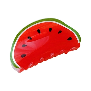 Pince à cheveux créative en forme de pastèque en rouge et vert avec une finition brillante