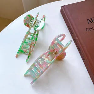 Large marble texture butterfly hair claw clip with colorful acetate finish for women
