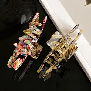 Elegant large acetic acid shark hair clips with tortoiseshell and colorful patterns