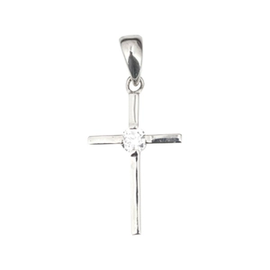 Collier minimaliste en argent pour femme avec pendentif croix et oxyde de zirconium