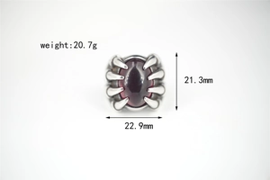 Detailed view of dragon claw ring with dimensions 21.3mm height and 20.7g weight