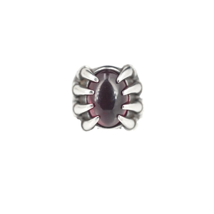 Vintage dragon claw ring with deep red garnet stone, hip hop stainless steel jewelry