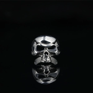Bague tête de mort 3D pour homme, bijoux style punk vintage en acier inoxydable biker