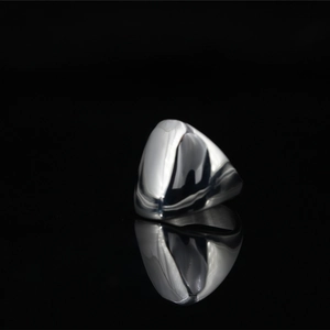 Minimalist Stainless Steel Polished Ring For Men Punk Geometric Triangular Solid Finger Ring Industrial Fashion Jewelry